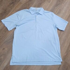 Peter Millar Crown Sport Mens L Blue White Stripe Performance Golf Polo Shirt